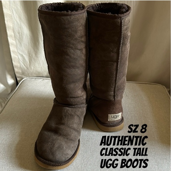 Authentic UGG Boots-Classic Tall-Dark Chocolate Brown-Sz 8 - Picture 1 of 17
